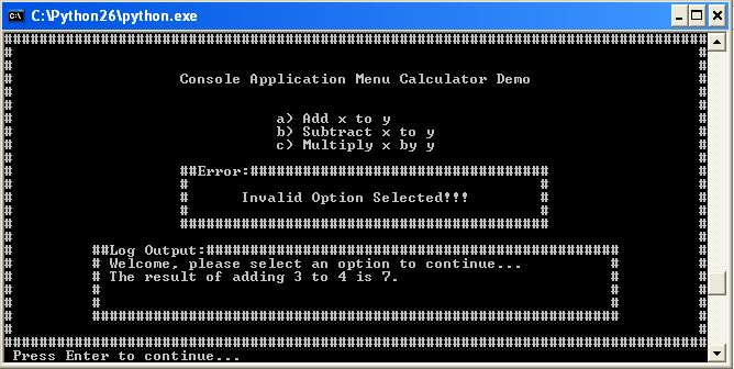 console Python for Application Development